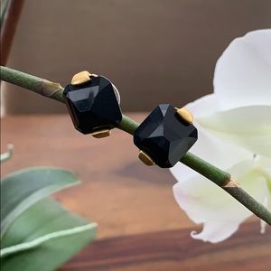 Black faux jewel stud earrings